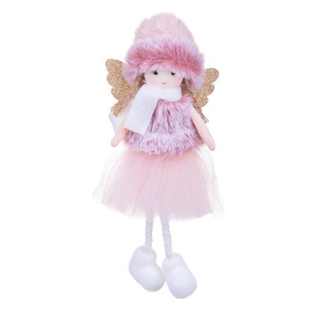 Bambina angelo con Colbacco, tutù, sciarpa ed ali, pupazzo decorativo da 21 cm