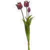 Fiore artificiale tulipano effetto realistico con stelo e foglie verdi