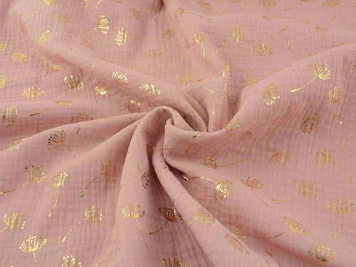 Mussola Rosa Soffioni Gold