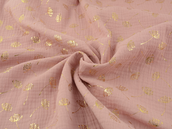 Mussola Rosa Soffioni Gold