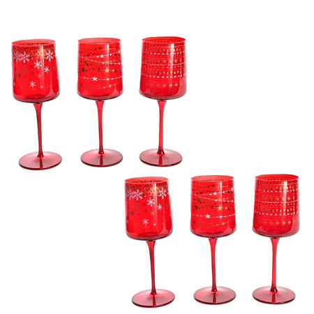 Set da 6 calici in vetro "Elegant Stars" da 320 cL Ø 7 x h 20 cm, decorazione moderna