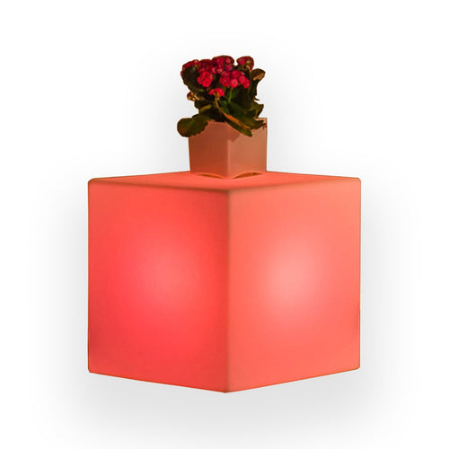 Tavolino da giardino luminoso YouCube Bright quadrato con led decorazione Made in Italy