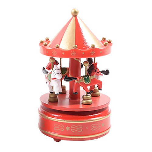 Scena a Led di Carosello giostra in legno, decorazione da 29 cm