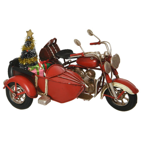 Decorazione Moto in ferro per interno con albero di Natale e regali da 20 cm