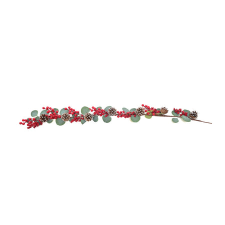 Ghirlanda decorativa con bacche e foglie per decorazioni natalizie 133 cm