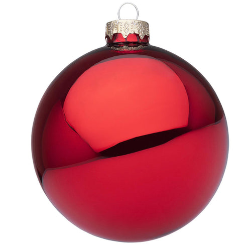 Palline per albero di Natale in vetro decorate color Rosso Granata Lucido