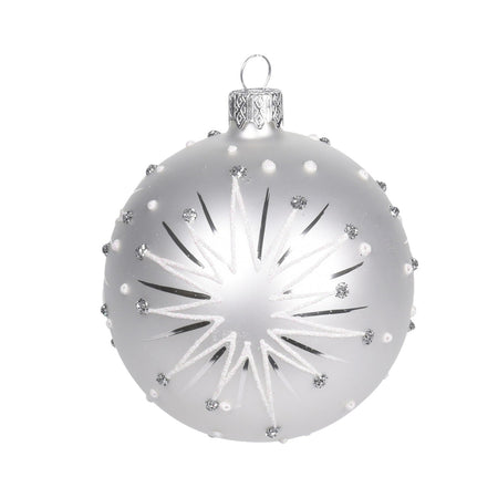 6 palline per albero di natale in vetro con glitter da Ø 10 cm pendaglio decorato