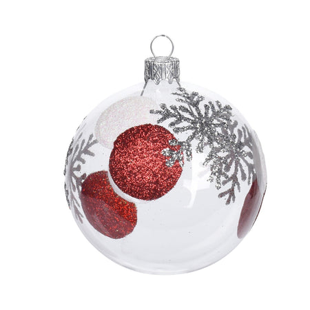 6 palline per albero di natale in vetro da Ø 10 cm pendaglio decorato