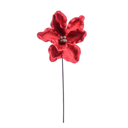 Magnolia decorativa in poliestere per decorazioni natalizie h 60 cm