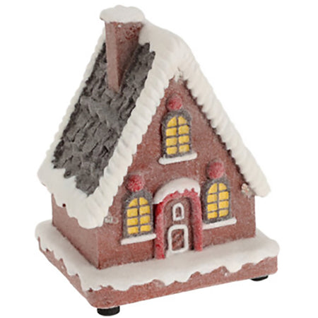 Casetta con LED per villaggio di Natale, in plastica, da 9 x 8 x 13 cm