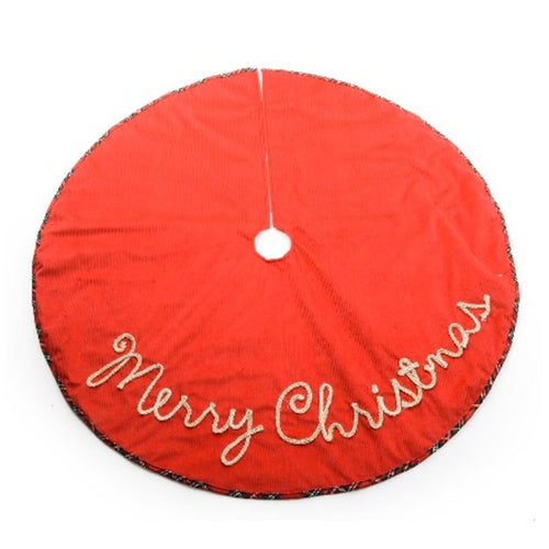Copribase per albero di natale tappeto tondo in tessuto rosso Ø 100 cm per decorazioni natalizie