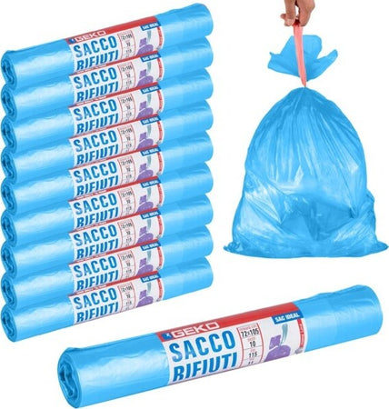 Rotoli Sacchetti Buste Per Spazzatura 115lt 72x105cm Chiusura Con Laccetto Blu Salute e cura della persona/Pulizia e cura della casa/Carta pellicole sacchetti e salviette/Sacchetti per immondizia Trade Shop italia - Napoli, Commerciovirtuoso.it