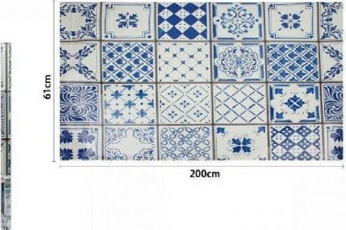 Rotolo-Adesivo-Per-Muri-Parete-Carta-Da-Parati-61-Cm-X-2-Mt-Maioliche-Blu-70856
