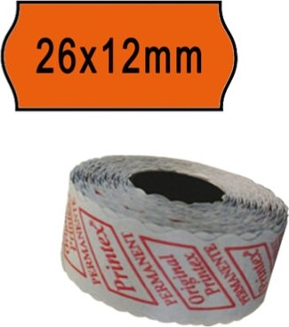 Rotolo da 1000 etichette a onda per Printex Smart 8-2612 - 26x12 mm - adesivo permanente - arancio - Printex - pack 10 rotoli Cancelleria e prodotti per ufficio/Archivio ufficio e accessori per scrivania/Etichette divisori per schedario e timbri/Etichette ed etichette adesive/Etichette per prezzatrici Eurocartuccia - Pavullo, Commerciovirtuoso.it