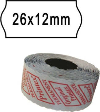 Rotolo da 1000 etichette a onda per Printex Smart 8-2612 - 26x12 mm - adesivo permanente - bianco - Printex - pack 10 rotoli Cancelleria e prodotti per ufficio/Archivio ufficio e accessori per scrivania/Etichette divisori per schedario e timbri/Etichette ed etichette adesive/Etichette per prezzatrici Eurocartuccia - Pavullo, Commerciovirtuoso.it