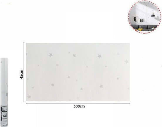 Rotolo-Pellicola-Adesiva-Bianca-Con-Stelle-45cmx5mt-Mobili-Carta-Da-Parati-71130