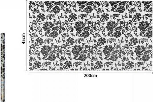Rotolo-Pellicola-Adesiva-In-Pvc-Bianco-Fiori-Neri-45cmx2mt-Mobili-Cassetti-71227