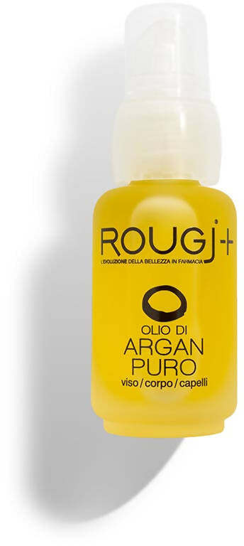 Rougj + Olio di Argan puro 30ml Capelli Viso Pelle Idratante Emoliente Nutritivo Anti Rughe Illuminante Rougji