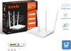 Router Wireless Wi-Fi 2.4 GHz 300 Mb/s 3 antenne 1 porta Wan 3 Lan Access Point bianco, Tasto WPS