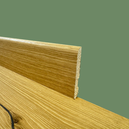 BATTISCOPA BC in legno MASSELLO impiallacciato VERO LEGNO DI ROVERE 70x10 verniciato opaco poro aperto