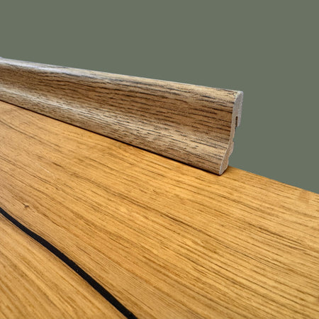 ***MEGA STOCK al metro lineare*** BATTISCOPA basso Inclinato in Fibra di legno H39xS19mm Rovere antico - Eternal Parquet