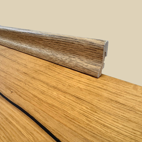 ***MEGA STOCK al metro lineare*** BATTISCOPA basso Inclinato in Fibra di legno H39xS19mm Rovere antico - Eternal Parquet