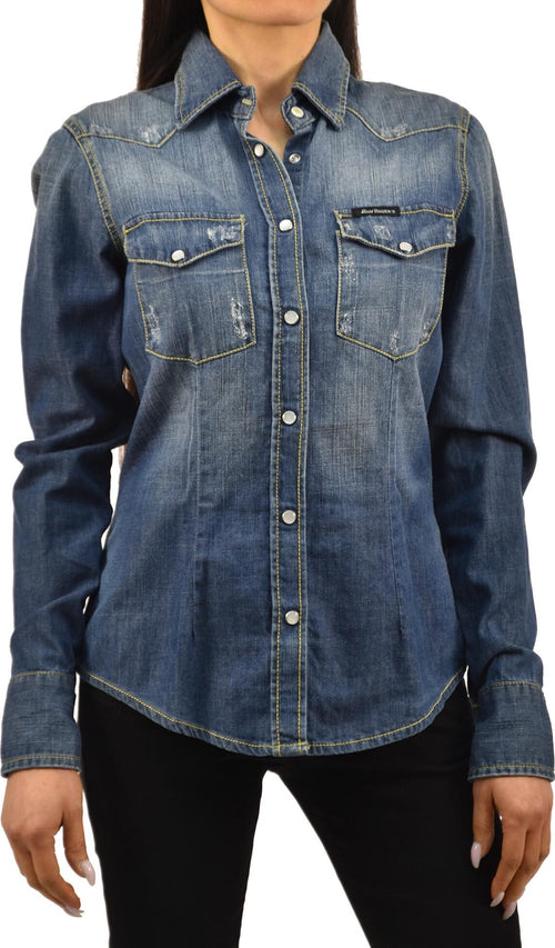 Roy-Roger's-Camicia-di-Jeans-Blu-Donna-Cotone-Bottoni-Mod.ELLIE-T-604-da-donna