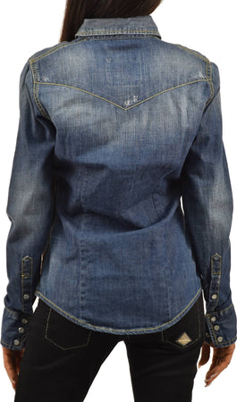 Roy-Roger's-Camicia-di-Jeans-Blu-Donna-Cotone-Bottoni-Mod.ELLIE-T-604-da-donna