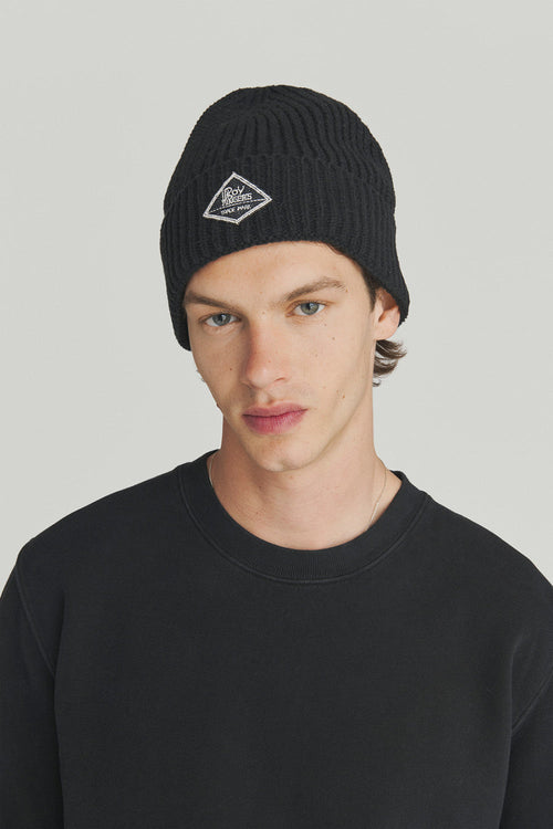 Roy Roger’s Cappello beanie unisex in maglia a coste nero
