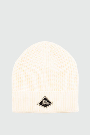 Roy Roger’s Cappello beanie unisex in maglia a coste off white