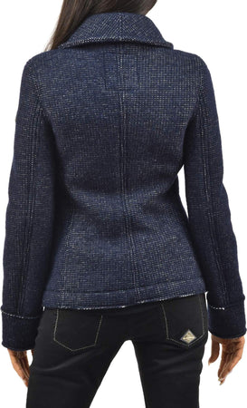 Roy-Roger's-Cappotto-Blu-Donna-Lana-Bottoni-Logo-Mod.MONOPETTO-da-donna