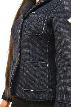 Roy-Roger's-Cappotto-Blu-Donna-Lana-Bottoni-Logo-Mod.MONOPETTO-da-donna