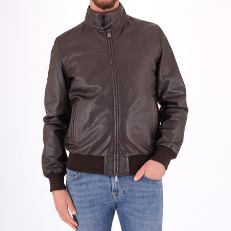 Roy Roger’s Giacca uomo Barracuda in pelle washed con zip e colletto rialzato