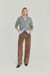 Roy Roger’s Pantalone donna Marta flare in velluto a coste brown sugar