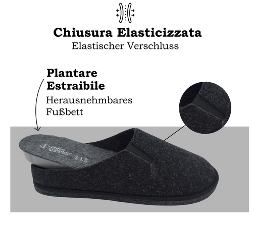 Primo Calzature Ottime Pantofole Chiuse da Uomo, Ciabatte Invernali per Casa, Soletta in Memory Foam, Plantare Estraibile, 100% Made in Italy