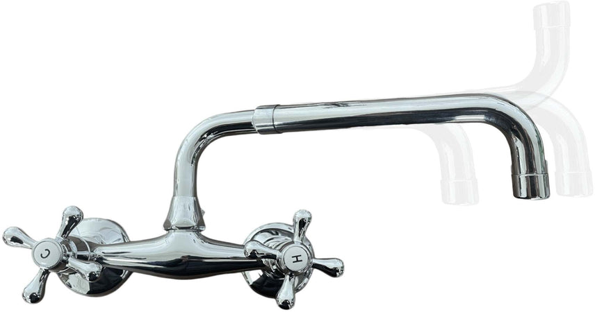 Rubinetto a parete vintage epoca cromato canna girevole allungabile