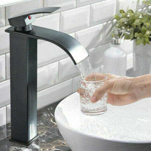 Rubinetto Alto Da Bagno Design Moderno A Cascata Miscelatore Monocomando Nero Rubinetti Bagno Trade Shop italia - Napoli, Commerciovirtuoso.it