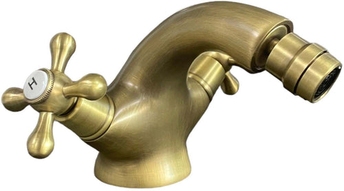 Rubinetto bagno bidet con snodo vintage, maniglie a stella bronzato