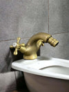 Rubinetto bagno bidet con snodo vintage, maniglie a stella bronzato