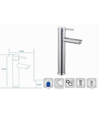 Rubinetto Bagno Cromato Lucido Miscelatore Orientabile Lavabo A Canna Alta 87388