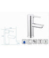 Rubinetto Bagno Cromato Lucido Miscelatore Orientabile Lavabo A Canna Bassa 87386