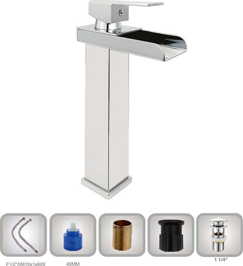 Rubinetto Bagno Design Moderno A Cascata Miscelatore Monocomando Alto Cromato Fai da te/Attrezzature per cucine e bagni/Attrezzature per bagni/Rubinetti per lavandini bagno Trade Shop italia - Napoli, Commerciovirtuoso.it