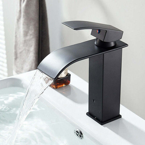 Rubinetto Bagno Lavabo Miscelatore A Cascata Nero Ottone Monocomando Moderno Rubinetti Bagno Trade Shop italia - Napoli, Commerciovirtuoso.it