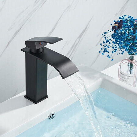 Rubinetto Bagno Lavabo Miscelatore A Cascata Nero Ottone Monocomando Moderno Rubinetti Bagno Trade Shop italia - Napoli, Commerciovirtuoso.it