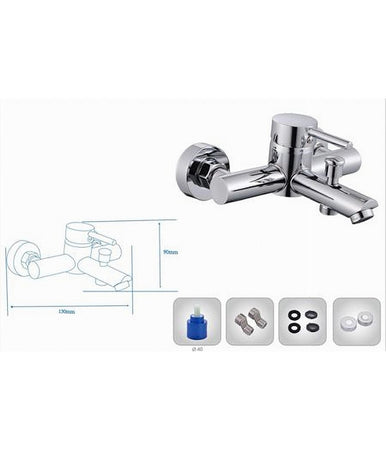 Rubinetto Bagno Moderno Cromato Lucido Miscelatore Orientabile Per Vasca 87390