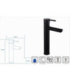 Rubinetto Bagno Moderno Nero Opaco Miscelatore Orientabile Lavabo Canna Alta 87393