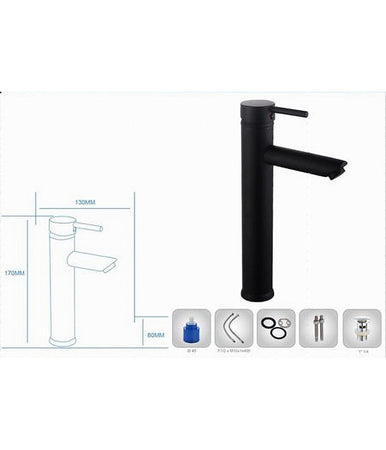 Rubinetto Bagno Moderno Nero Opaco Miscelatore Orientabile Lavabo Canna Alta 87393