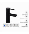 Rubinetto Bagno Moderno Nero Opaco Miscelatore Orientabile Lavabo Canna Bassa 87391