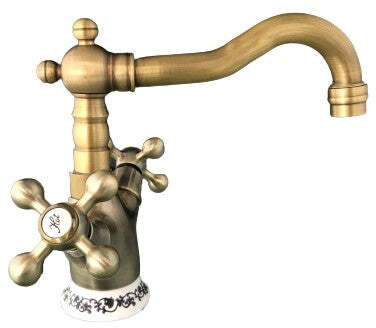 Rubinetto bagno Per Lavabo Vintage Bronzato stile antico ceramica