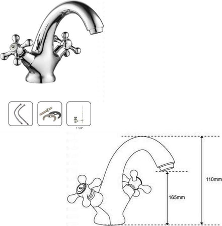Rubinetto Bicomando Per Lavabo Appoggio Bagno Comando Croce Vite Acciaio Cromato Fai da te/Attrezzature per cucine e bagni/Attrezzature per bagni/Rubinetti per lavandini bagno Trade Shop italia - Napoli, Commerciovirtuoso.it